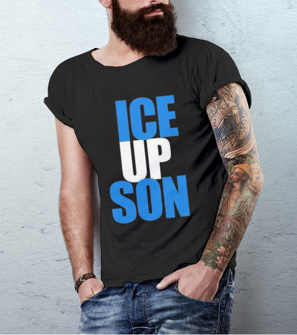 Albert Breer Ice Up Son Bold Blue And White Text T-Shirt