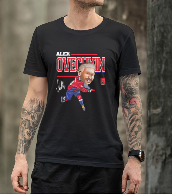 Alex Ovechkin Washington Capitals NHL Vintage Cartoon Signature 8 T-Shirt