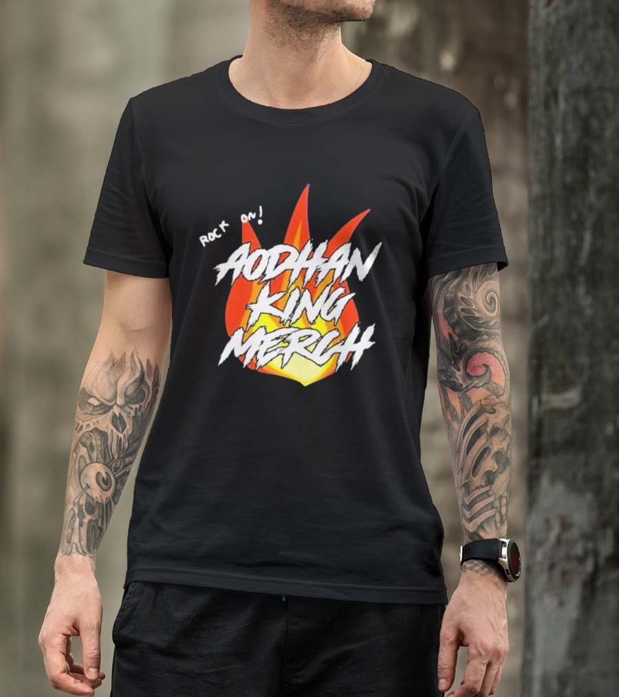 Aodhan King Rock On Flames Merch T-Shirt