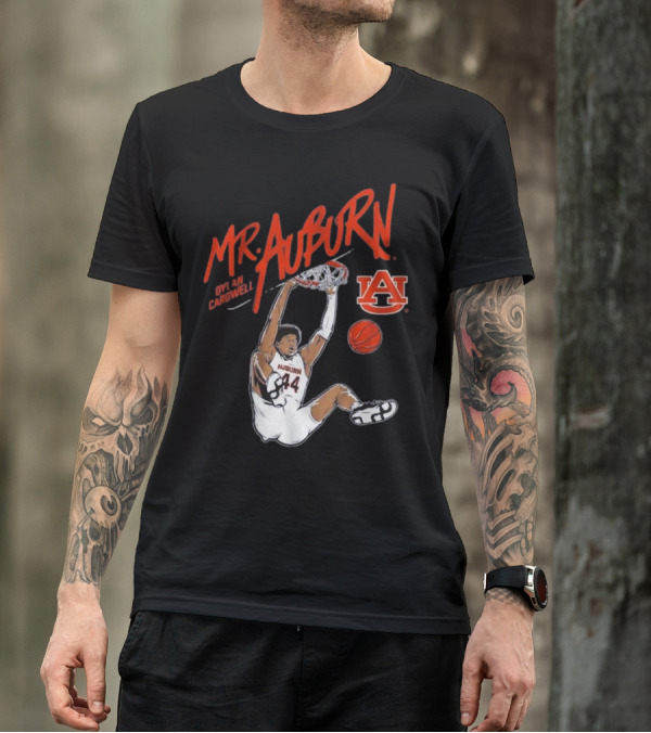 Auburn Basketball Dylan Cardwell Mr. Auburn Slam Dunk Graphic T-Shirt