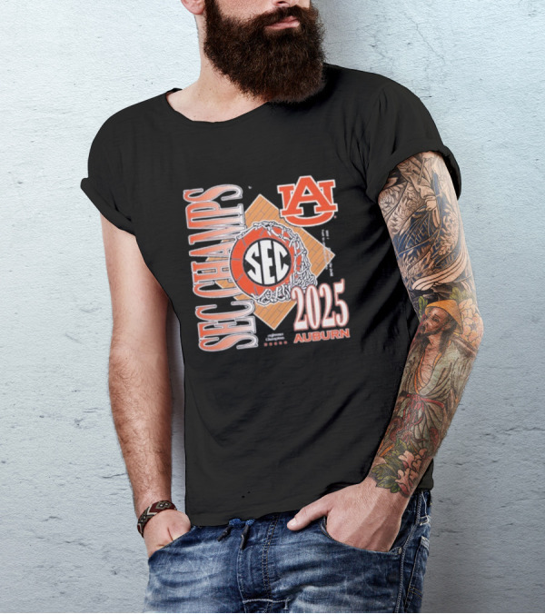 Auburn Tigers SEC Champs 2025 Basketball Victory T-Shirt