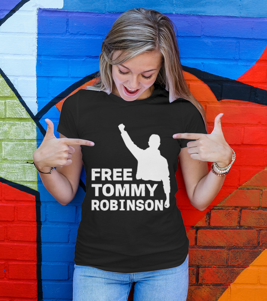 Free Tommy Robinson Activist Silhouette Fist Raised T-Shirt