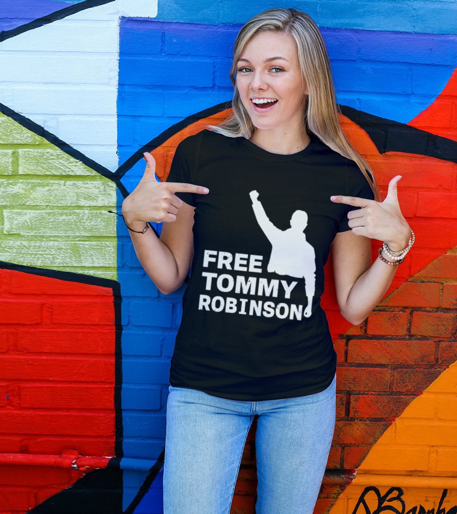 Free Tommy Robinson Activist Silhouette Fist Raised T-Shirt