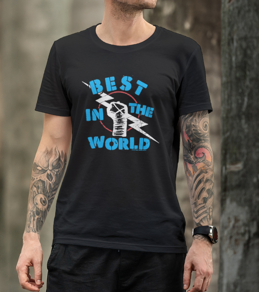 Best In The World Fist Lightning Bolt Circle T-Shirt