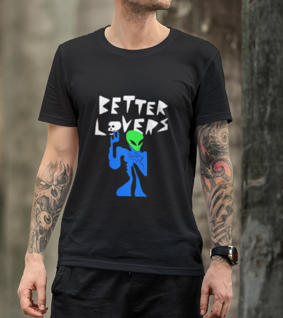 BETTER LOVERS ALIEN CHARACTER BLUE AND GREEN T-Shirt