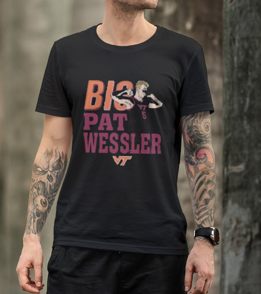 Big Pat Wessler VT Hokies Player Cartoon T-Shirt