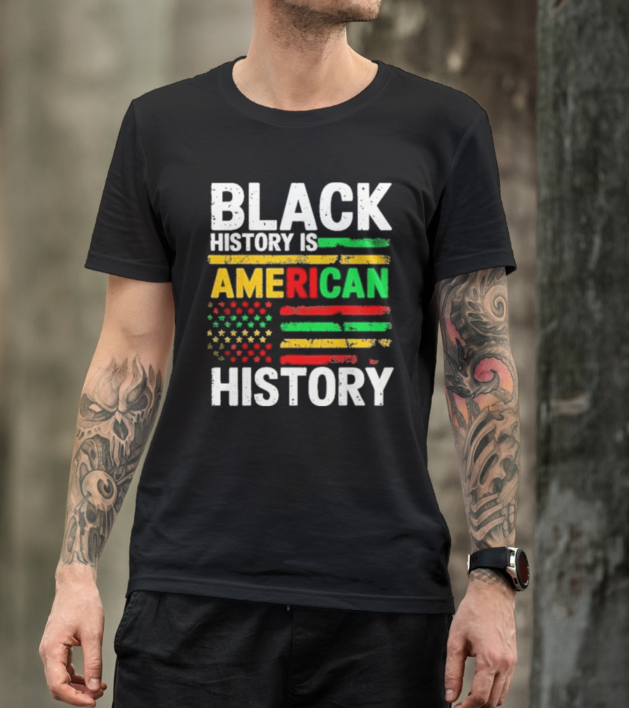 Black History Is American History Vintage Flag Design T-Shirt