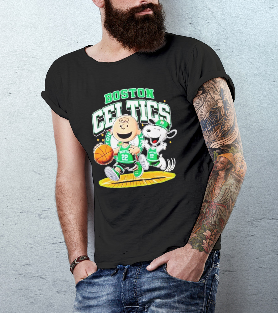 Boston Celtics Charlie Brown Snoopy Basketball Fan Fun T-Shirt