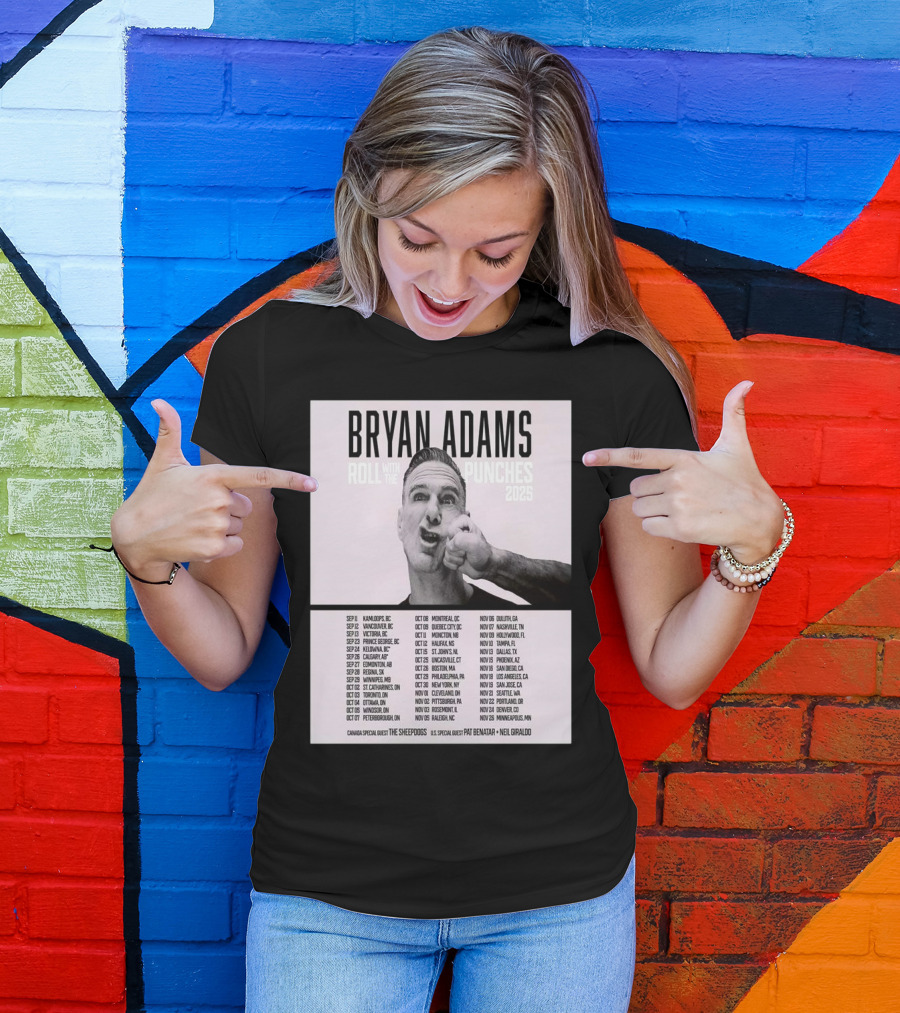 Bryan Adams Roll With The Punches 2025 North America Tour T-Shirt