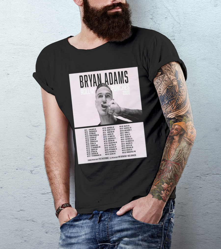 Bryan Adams Roll With The Punches 2025 North America Tour T-Shirt