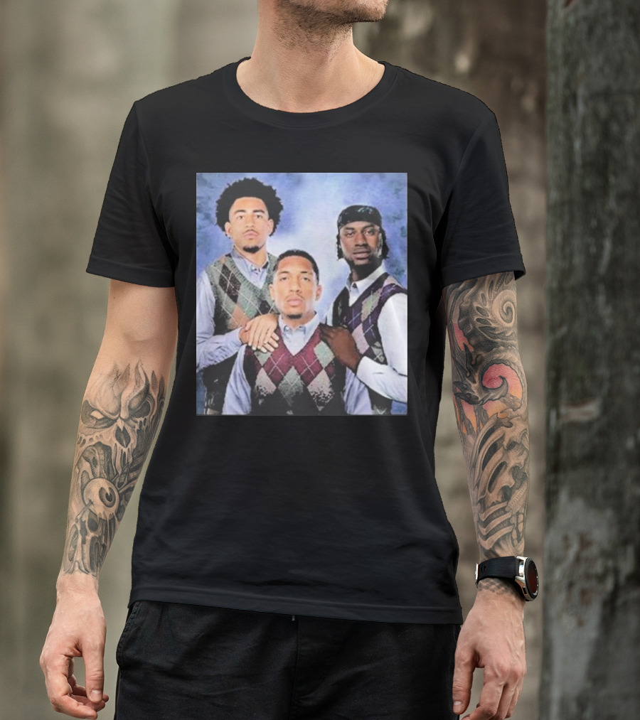 Bryce Young Chuba Hubbard Xavier Legette Vintage Argyle Sweater Step Brothers Look T-Shirt