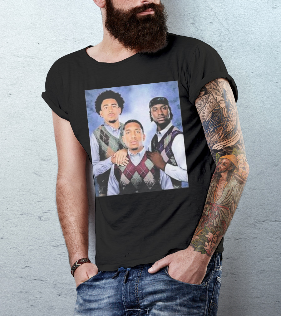 Bryce Young Chuba Hubbard Xavier Legette Vintage Argyle Sweater Step Brothers Look T-Shirt