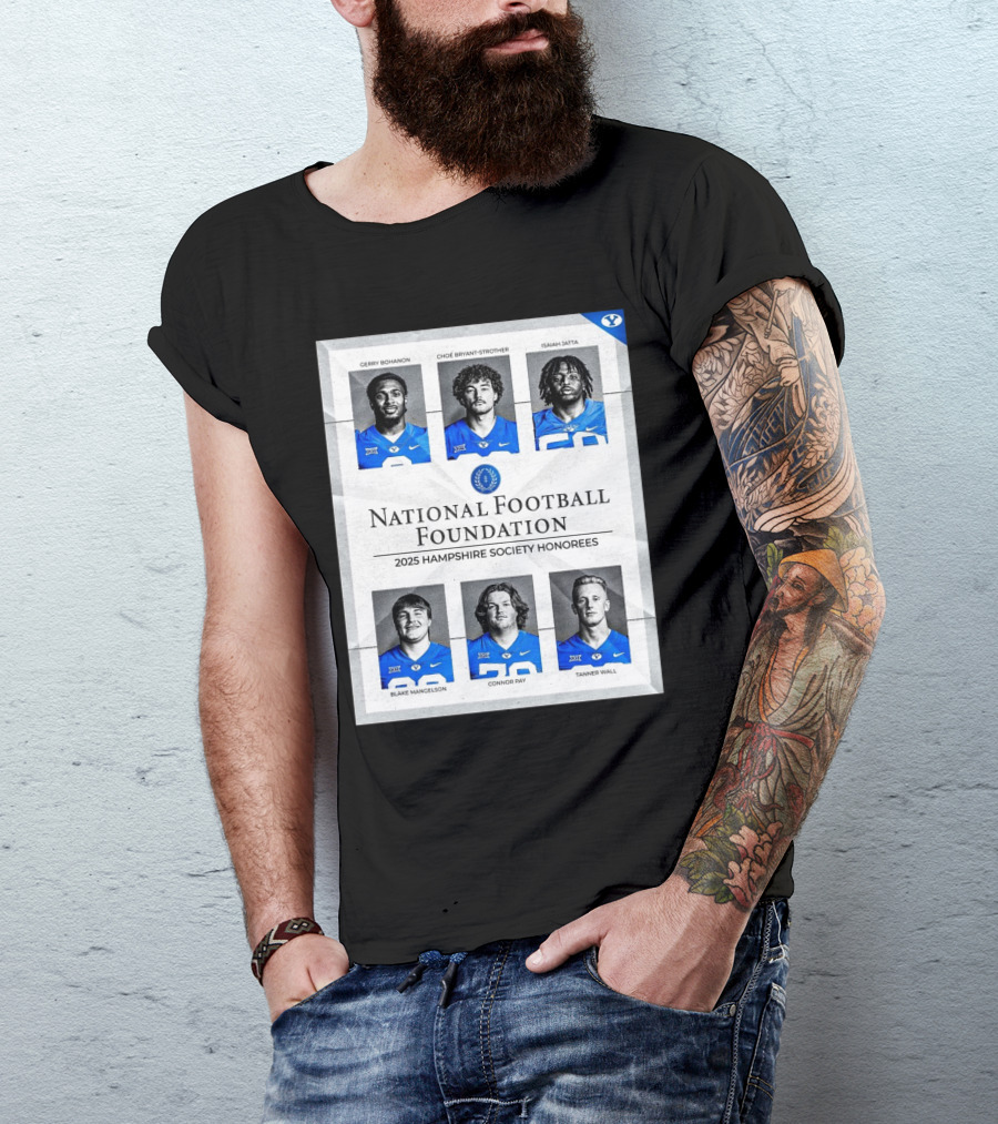 BYU Cougars National Football Foundation 2025 Hampshire Society Honorees Bohanon Bryant-Strother Jatta T-Shirt
