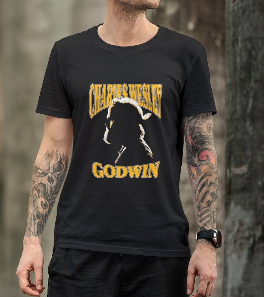 Charles Wesley Godwin CWG Silhouette Bold Yellow Text T-Shirt