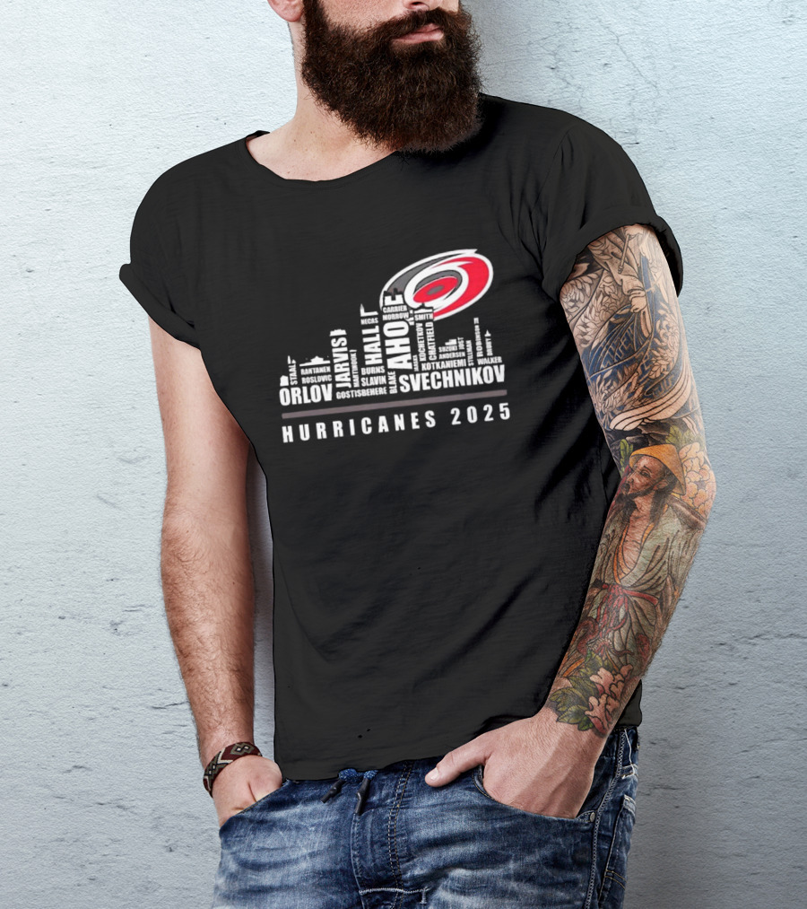 Carolina Hurricanes 2025 Players Names City Skyline T-Shirt