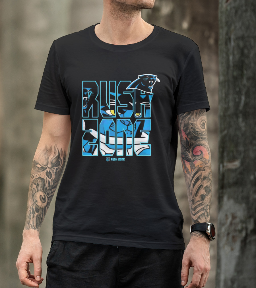 Carolina Panthers NFL Rush Zone Cartoon Football Logo T-Shirt