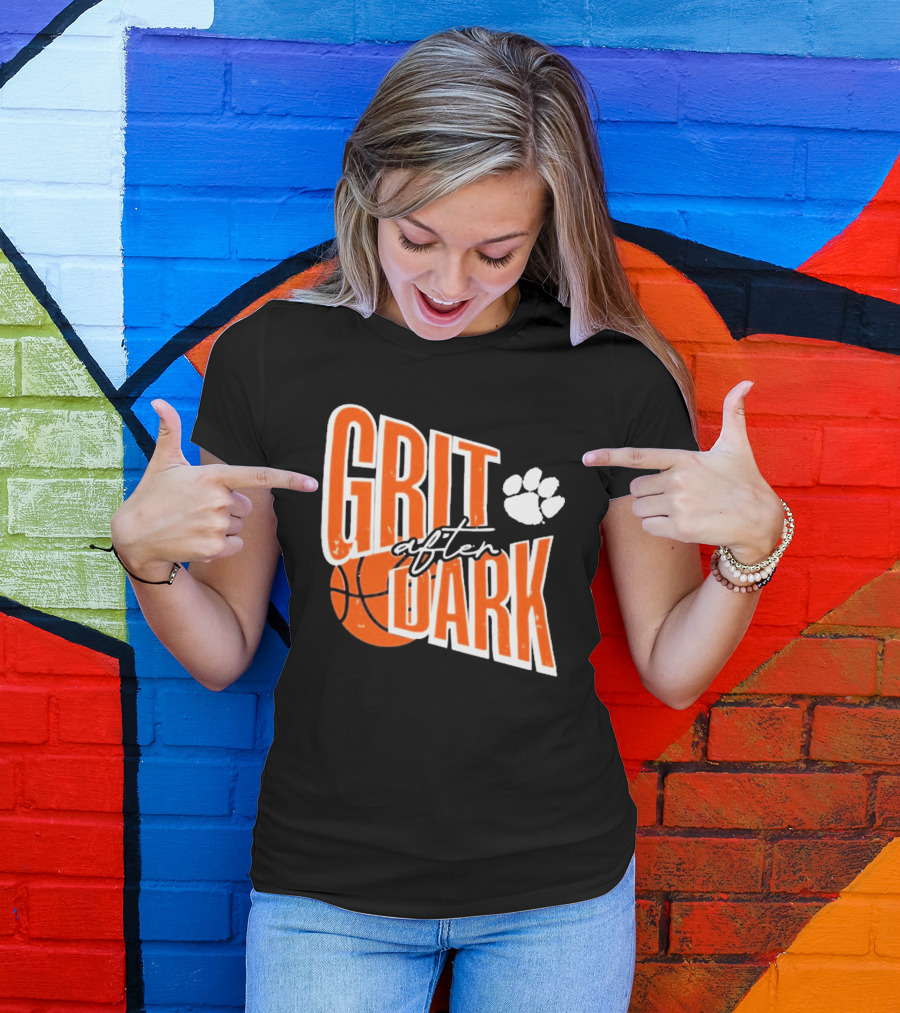 Clemson Tigers Grit After Dark Basketball With Paw Icon T-Shirt