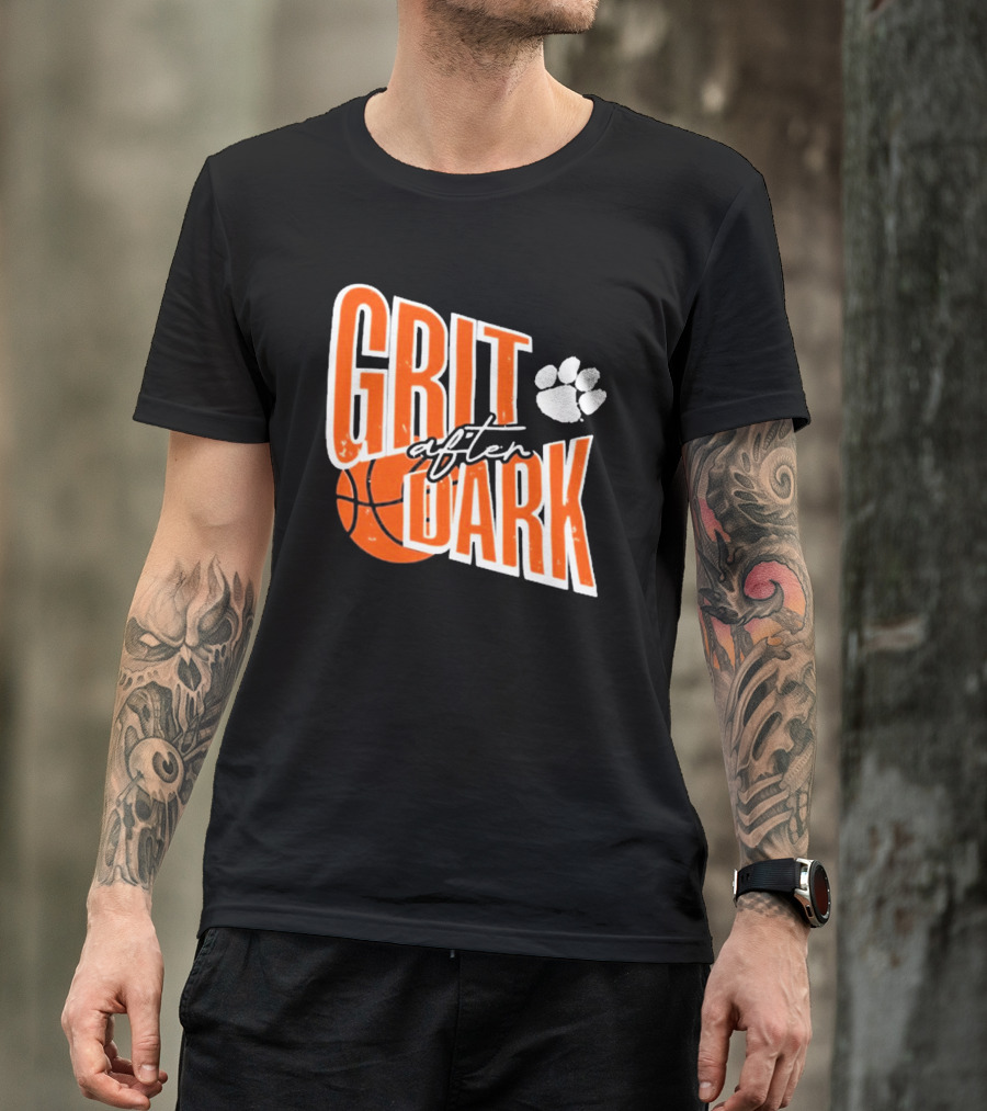 Clemson Tigers Grit After Dark Basketball With Paw Icon T-Shirt