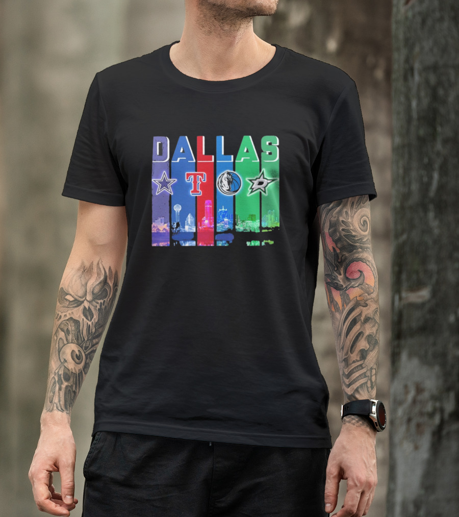 Dallas Retro Skyline Sports Teams Logo T-Shirt