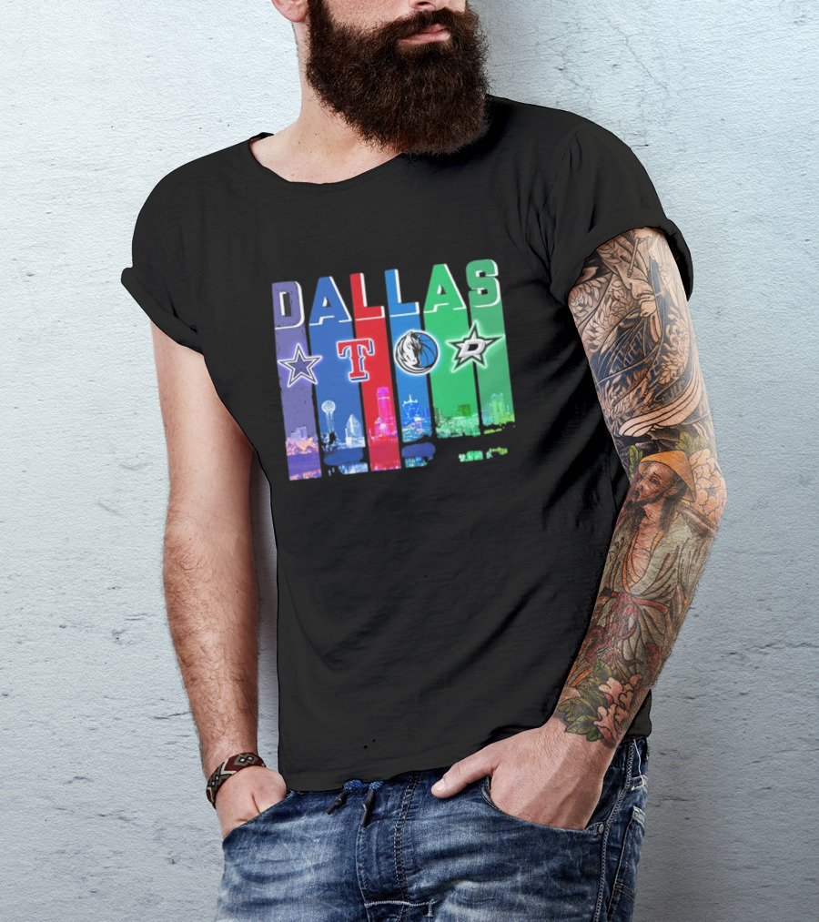 Dallas Retro Skyline Sports Teams Logo T-Shirt
