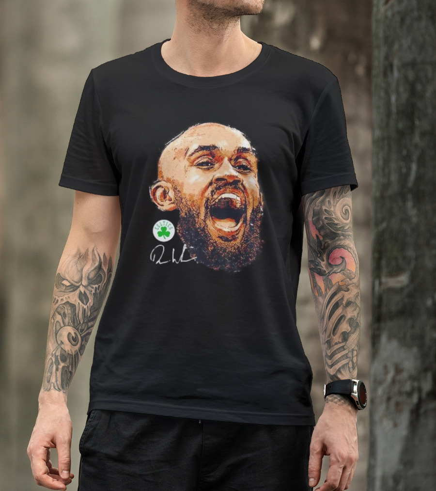 Derrick White Boston Celtics Portrait Signature T-Shirt