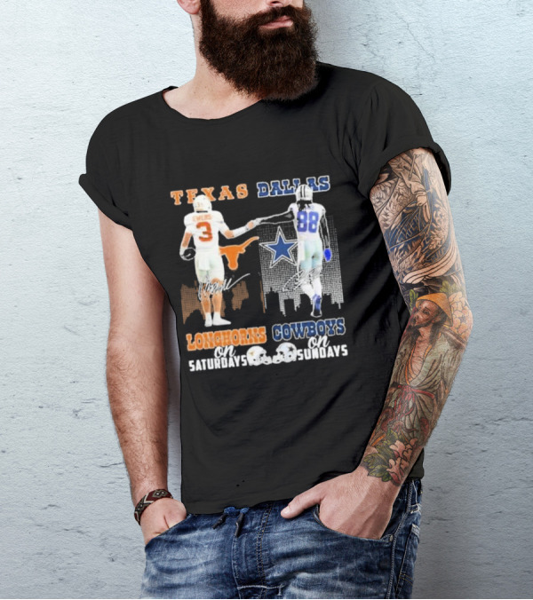 Ewers And Lamb Longhorns On Saturdays Cowboys On Sundays T-Shirt
