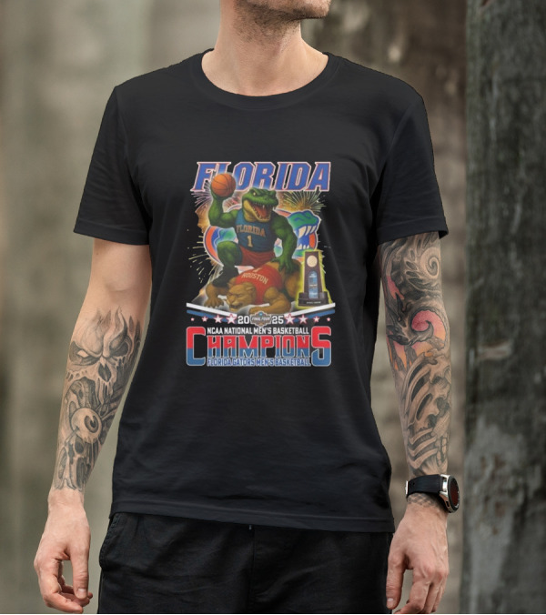 Florida Gators Beat Houston Cougars National Champions 2025 Mascot Fireworks T-Shirt