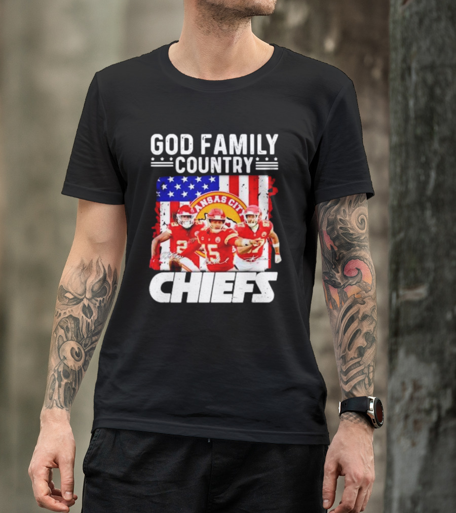 God Family Country Kansas City Chiefs Signatures T-Shirt