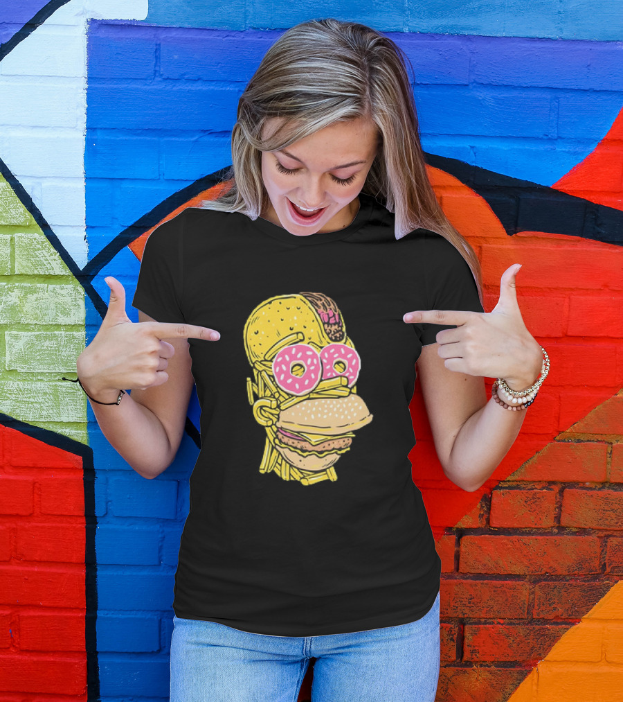 Homer Simpson And Junk Food Snack Head T-Shirt