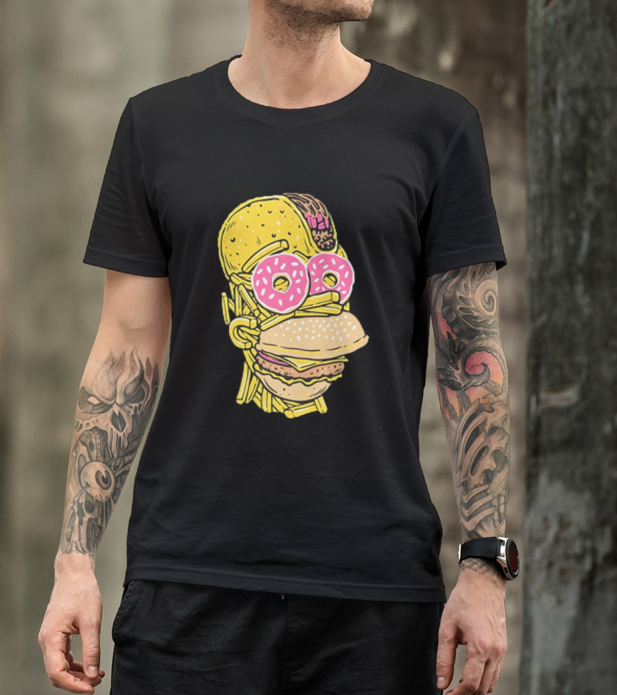 Homer Simpson And Junk Food Snack Head T-Shirt