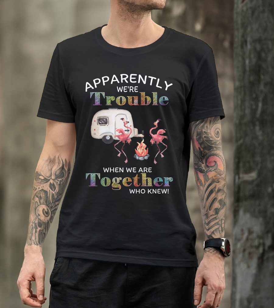 Apparently We're Trouble When We Are Together Flamingo Camping Who Knew T-Shirt