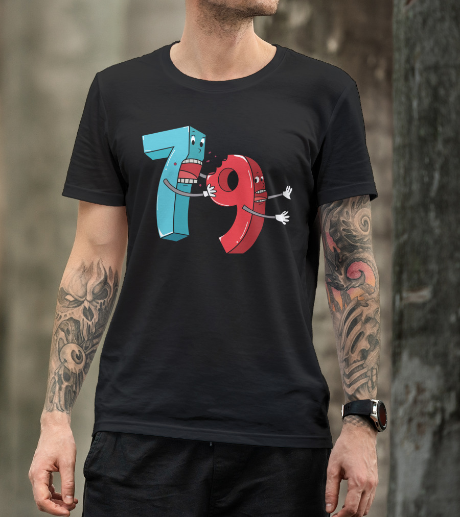 Number Battle: Seven Bites Nine Playful Math Lover T-Shirt