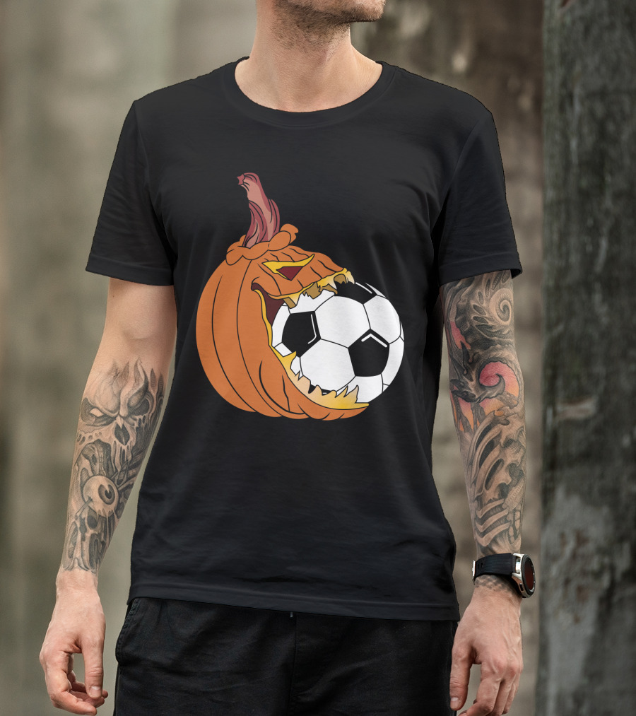 Pumpkin Soccer Lover Patch Halloween Soccer Fan Jack-o'-Lantern T-Shirt