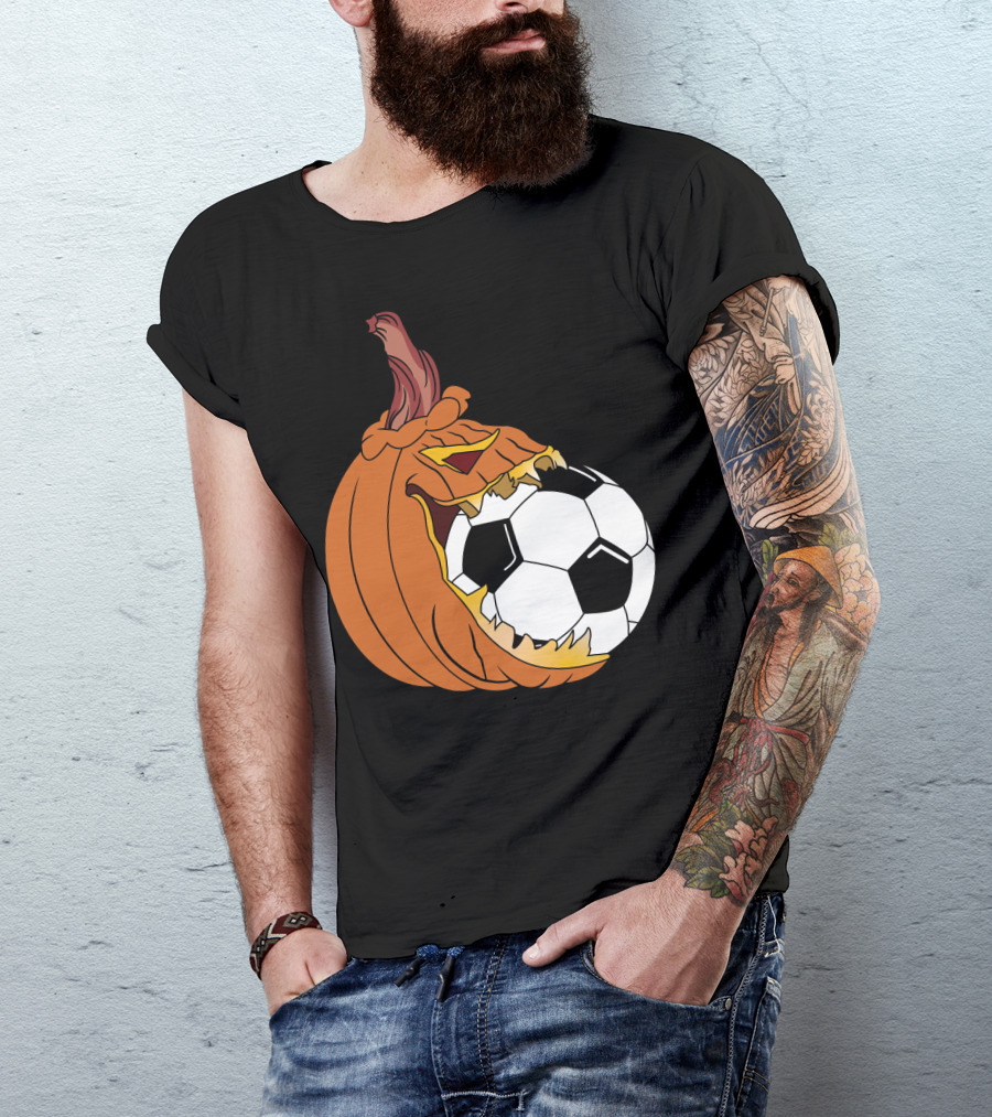 Pumpkin Soccer Lover Patch Halloween Soccer Fan Jack-o'-Lantern T-Shirt