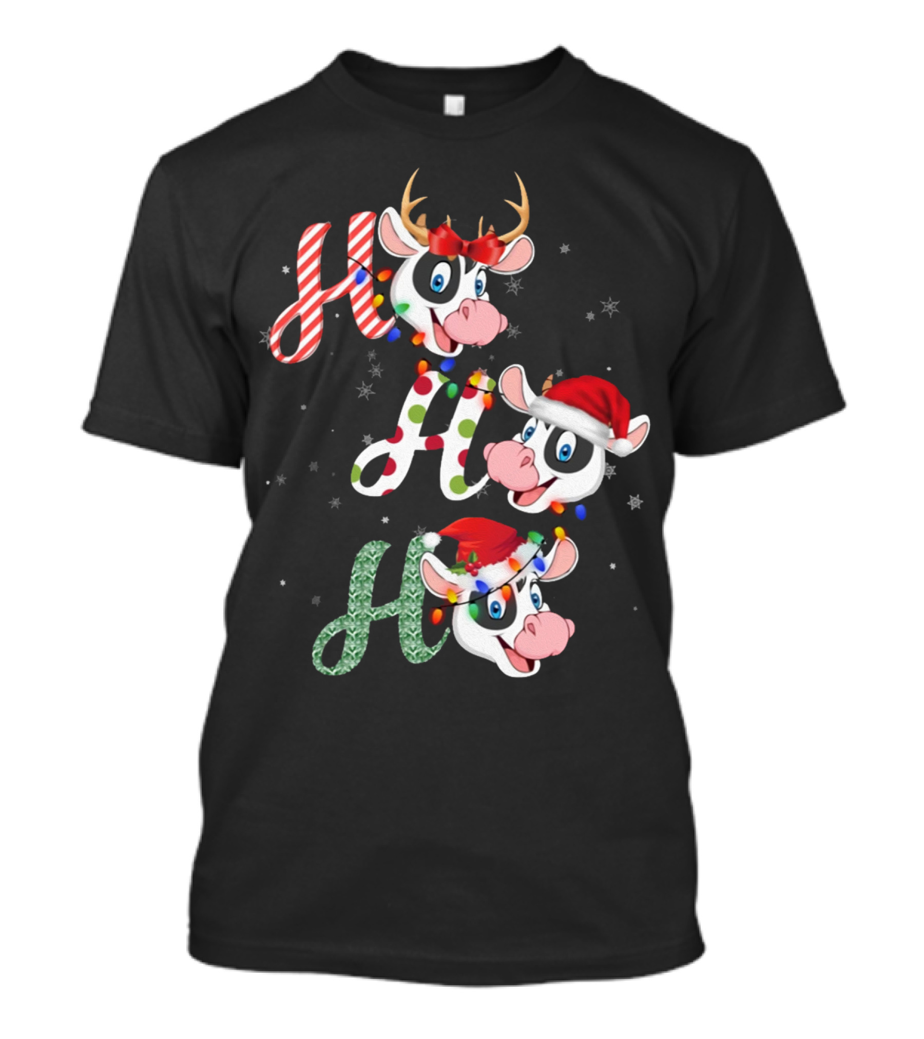 Cow Lover Christmas Ho Ho Ho Festive Cows T-Shirt