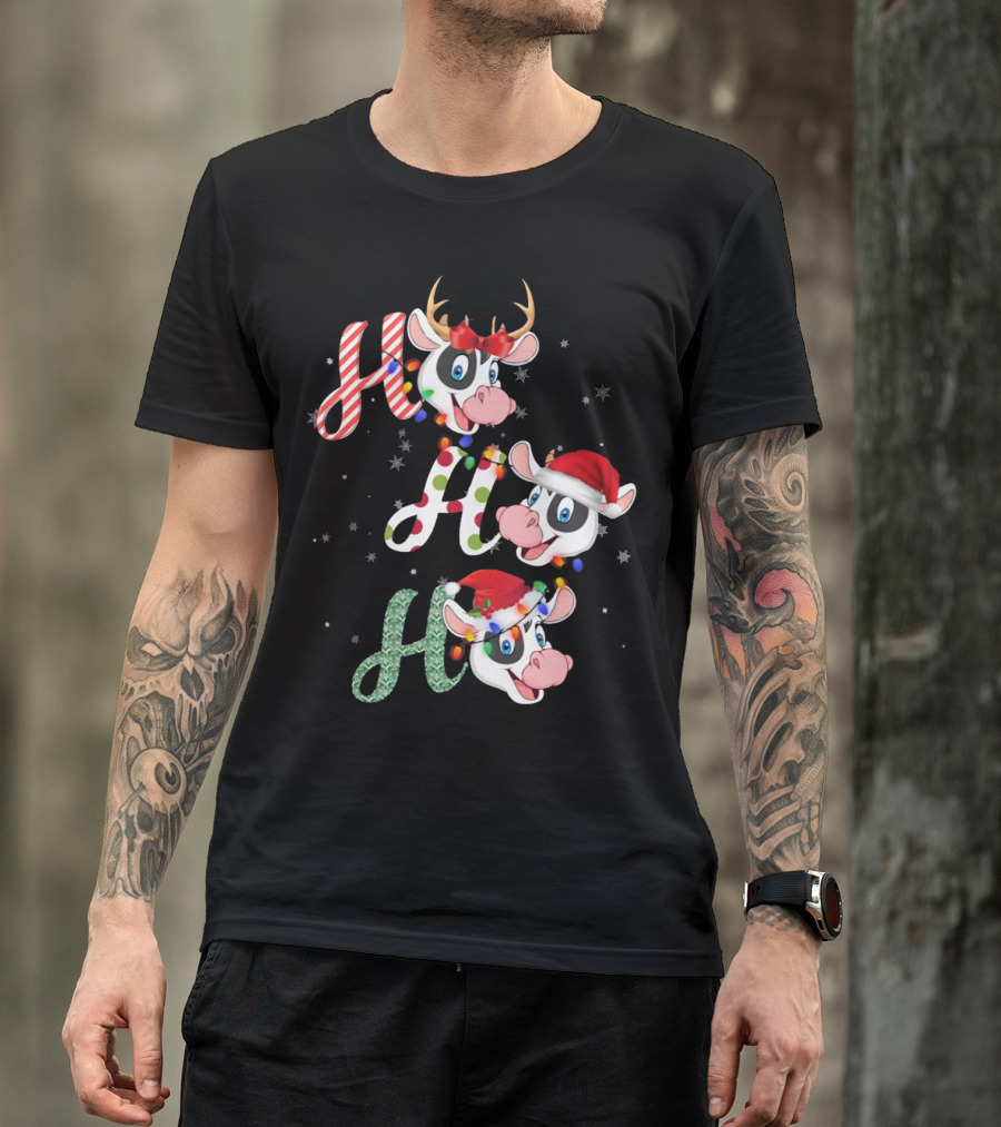 Cow Lover Christmas Ho Ho Ho Festive Cows T-Shirt