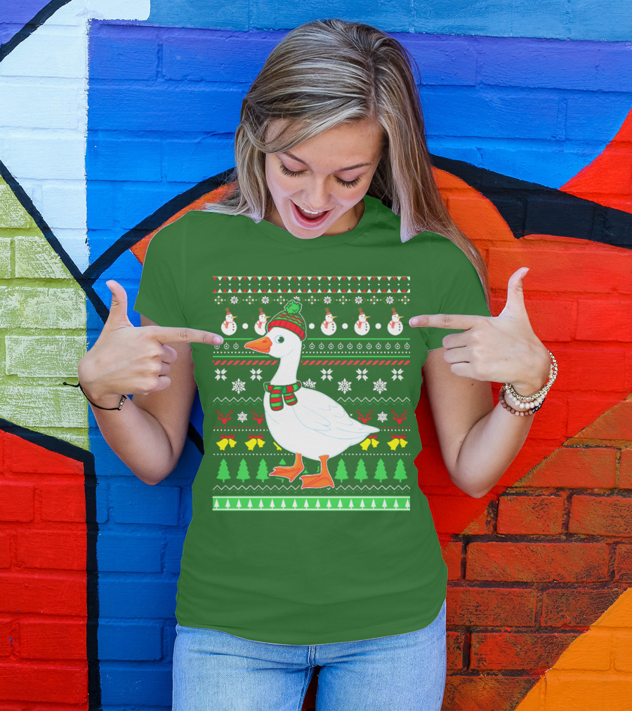 Goose Lover Christmas Snowman Knit T-Shirt
