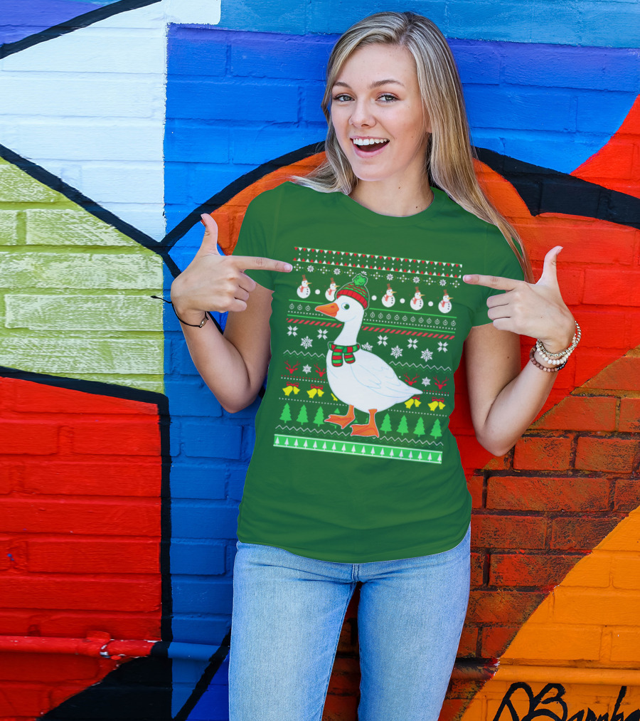 Goose Lover Christmas Snowman Knit T-Shirt