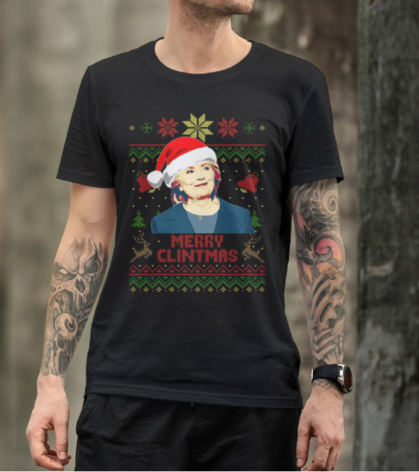 Merry Clintmas Hillary Rodham Clinton Supporter Christmas T-Shirt