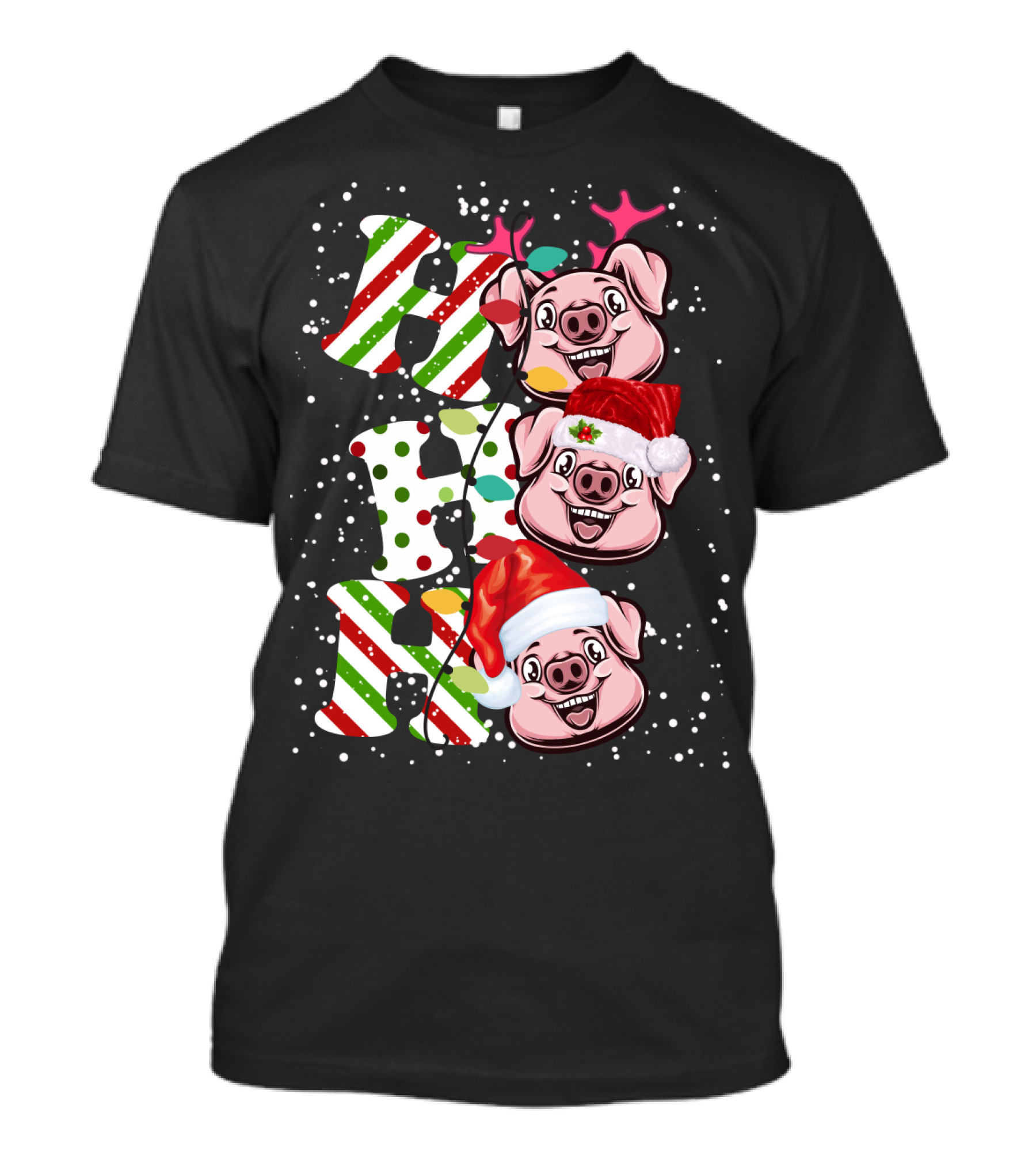 Ho Ho Ho Pig Lover Christmas Pigs Merry Festive Holiday T-Shirt