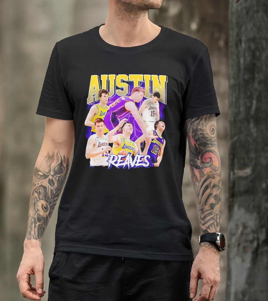 Austin Reaves Lakers Basketball Dynamic Action Collage T-Shirt