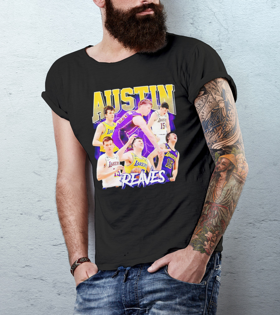 Austin Reaves Lakers Basketball Dynamic Action Collage T-Shirt