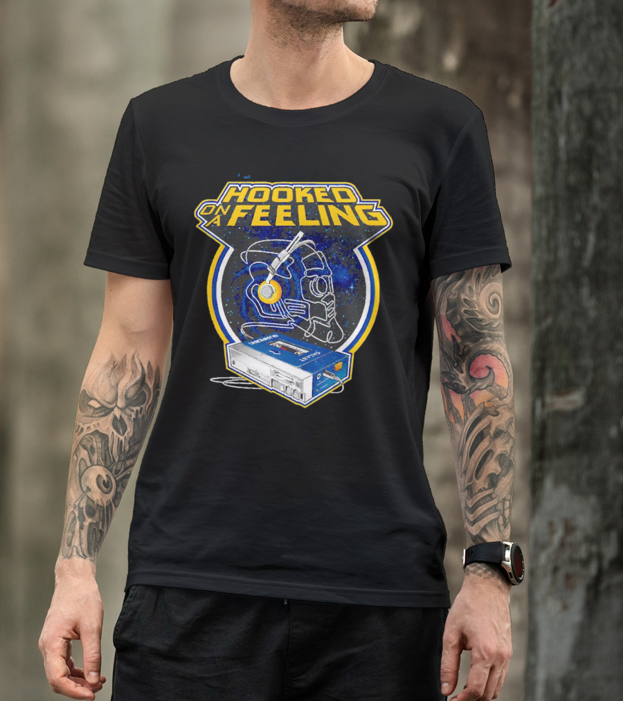 Hooked On A Feeling Cassette Tape And Headphones Space T-Shirt