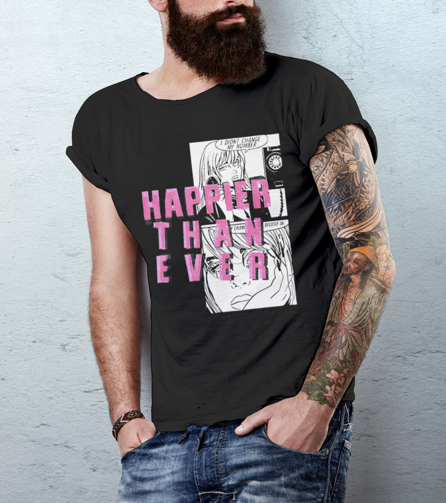 Happier Than Ever Didn't Change My Number Billie Eilish Comic T-Shirt