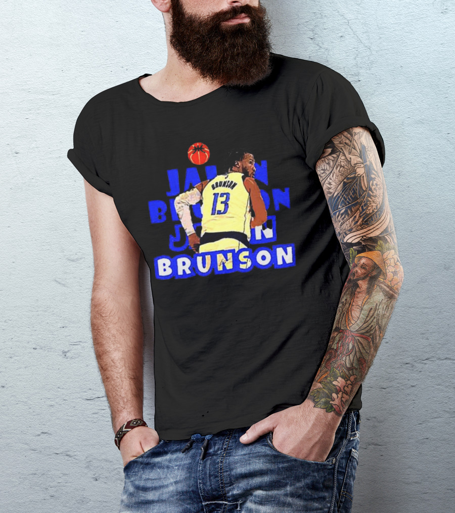 Jalen Brunson Basketball Highlight In Blue And White Jersey 13 T-Shirt