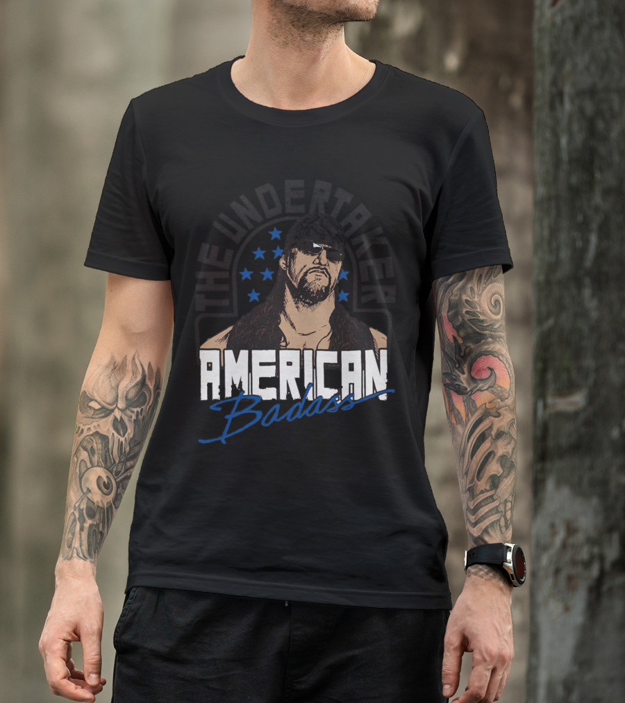 The Undertaker American Badass Stars Sunglasses Long Hair T-Shirt