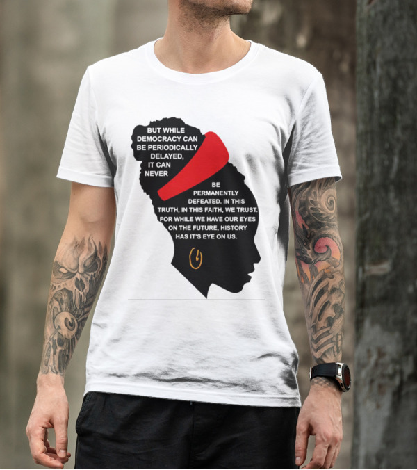 Amanda Gorman Democracy Periodically Delayed Never Permanently Defeated Silhouette With Red Headband T-Shirt