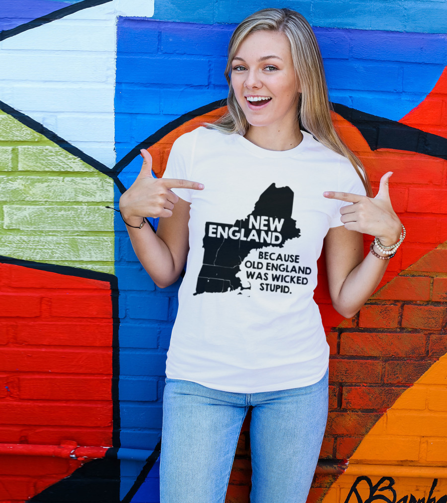 New England Map Outline Because Old England Was Wicked Stupid T-Shirt