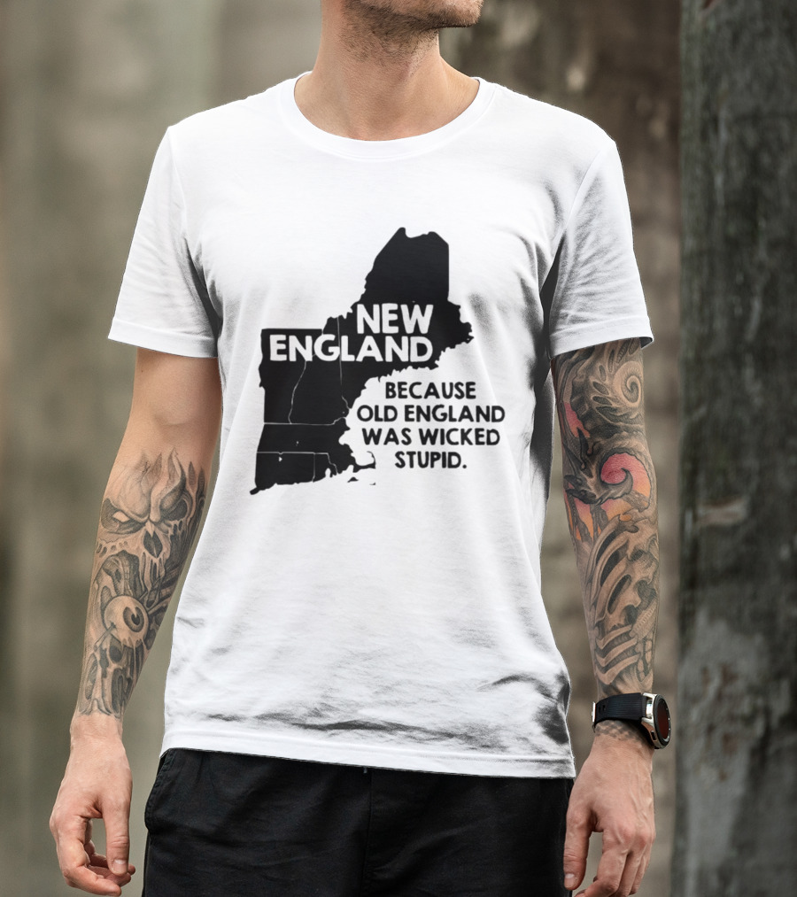 New England Map Outline Because Old England Was Wicked Stupid T-Shirt