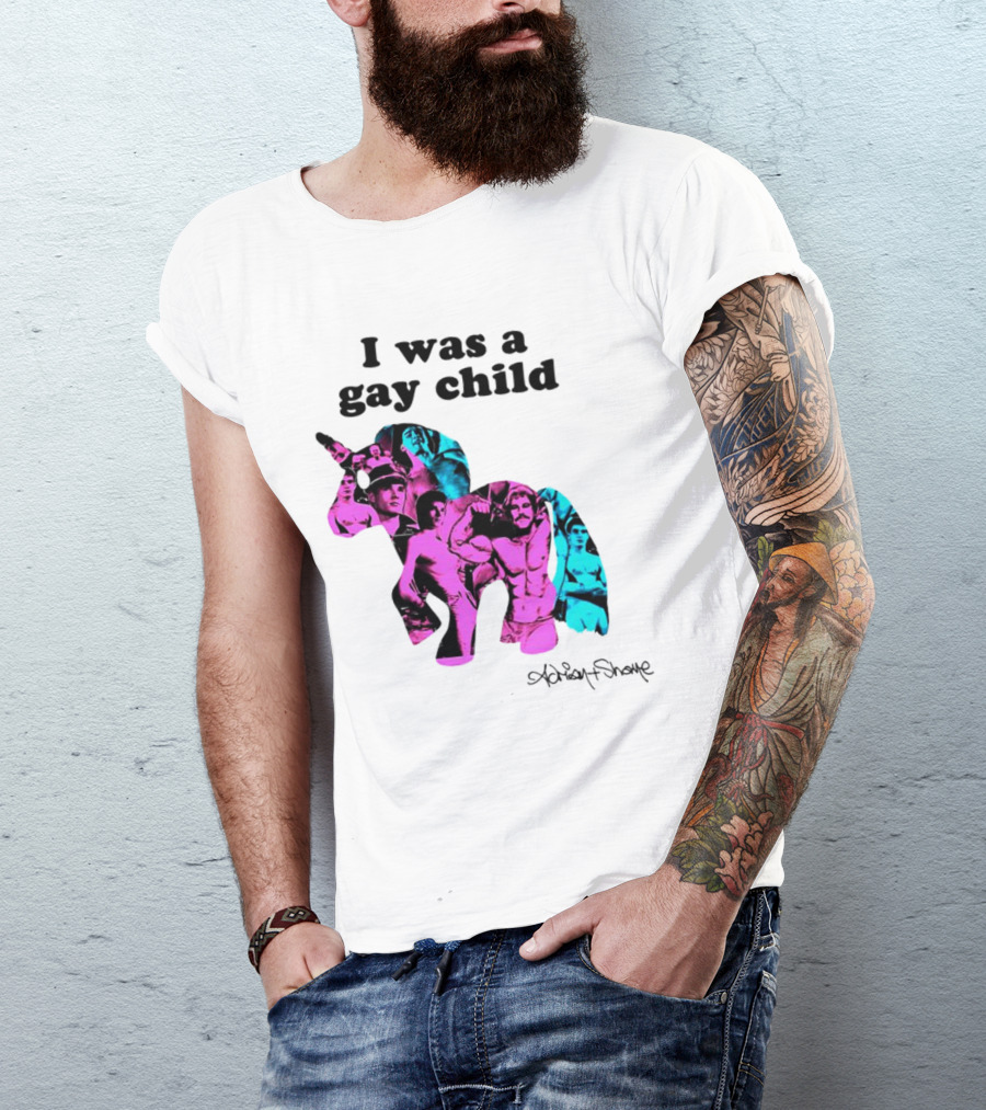 Adrian And Shane I Was A Gay Child Unicorn Collage T-Shirt